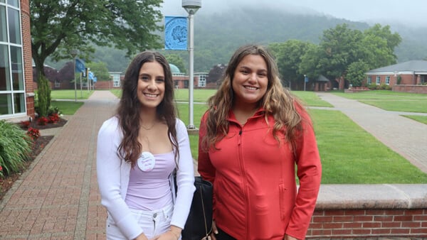 Two transfer students participate in Orientation activities