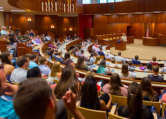 Students participate in the School of Law orientation