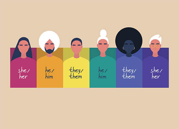 Image with different colorful pronouns