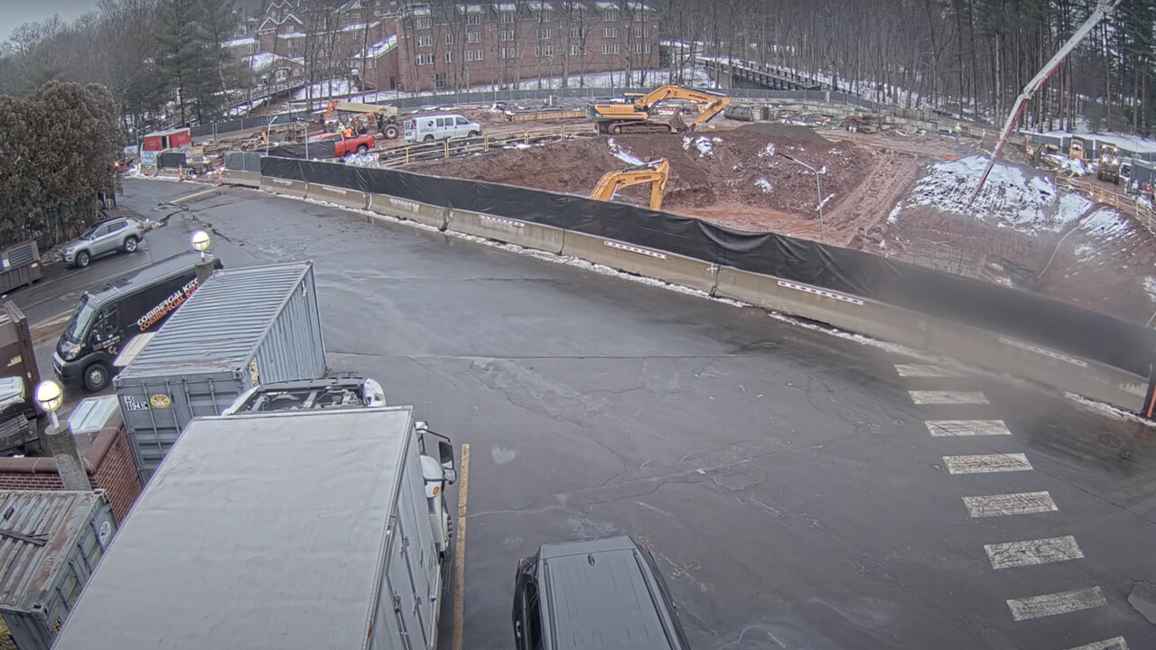 Live view of construction of South Quad as of February 2023