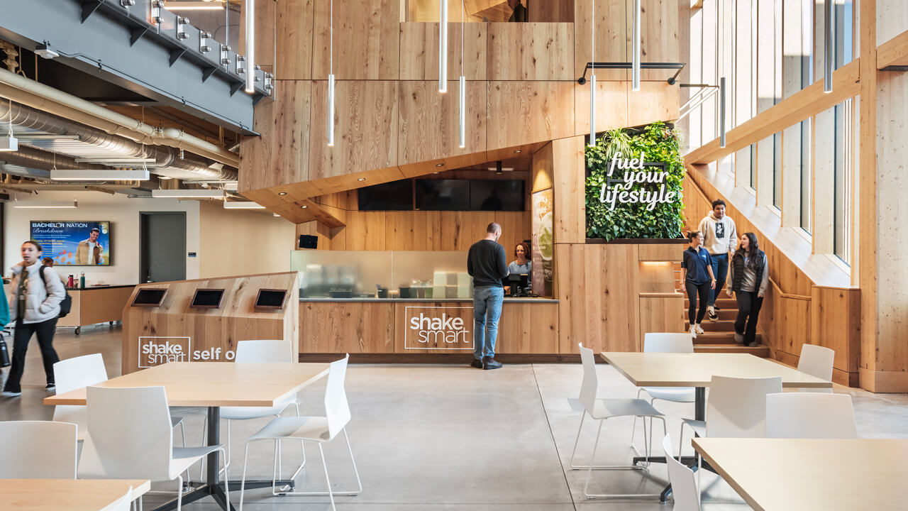 A wide shot of Shake Smart