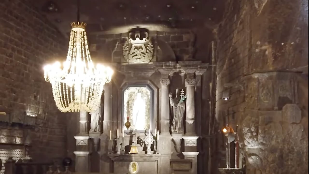 Inside of St. Marys' Basilica, plays video