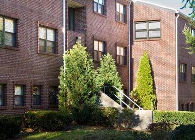 Exterior view of the Hill residence hall