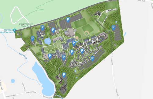 Map of parking lots at Quinnipiac