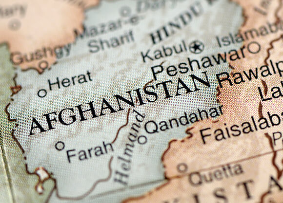 Afghanistan on a map