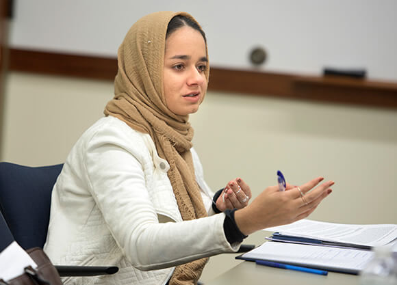 First-year law student Amina Seyal participates in Quinnipiac's "Gateway to Practice" workshop