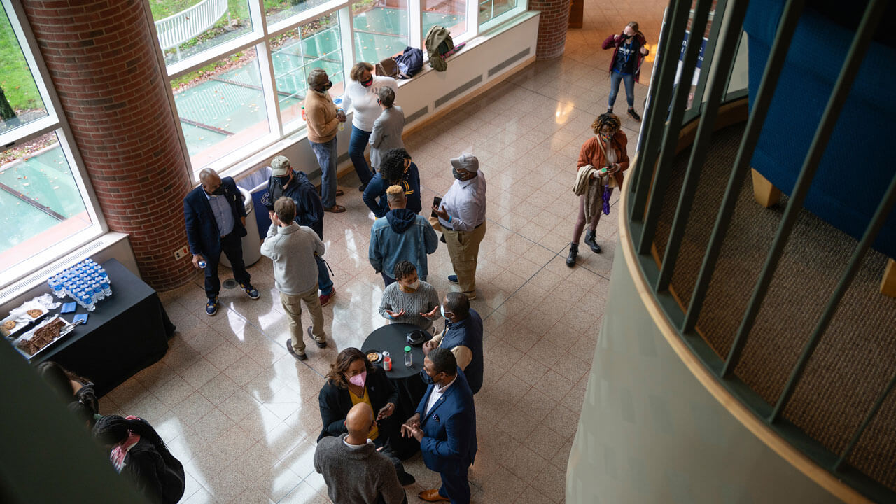 People gathered in CCE during bobcat weekend