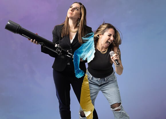 Professor Nicole Granucci is pictured representing her love of rock n' roll and star constellations