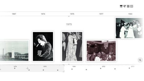 Screen capture of a timeline of Quinnipiac photos