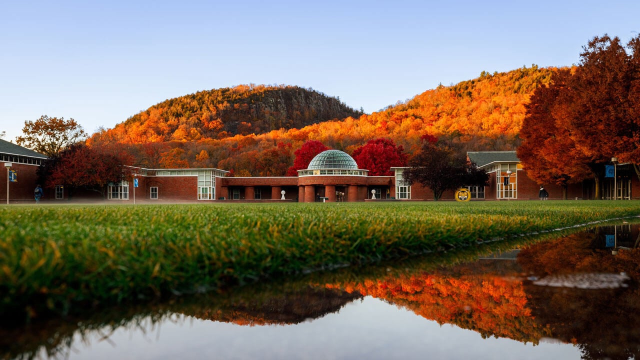 Quinnipiac quad and the Sleeping Giant State Park awash in fall foliage