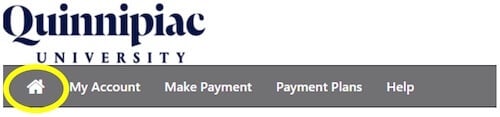 Click on the Home icon to make a payment or set up a payment plan