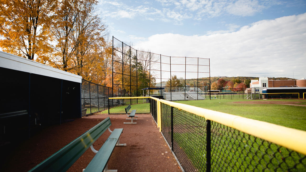 View of Quinnipiac baseball dugout