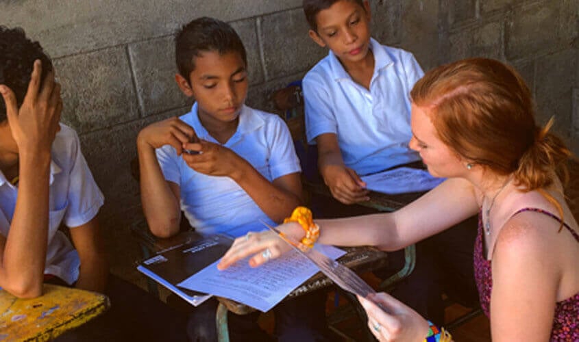 Quinnipiac alumni Sarah Marek teaches elementary school students in Nicaragua
