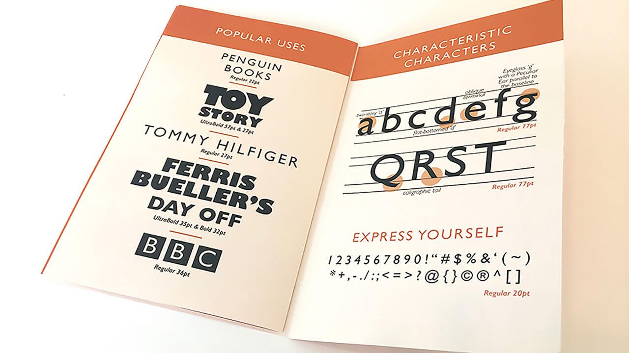 An example of a typography treatment spread with various typefaces