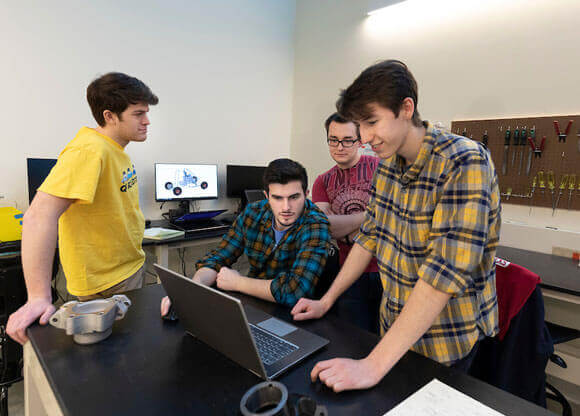 Mechanical Engineering students gather together when building and designing an off-road vehicle.