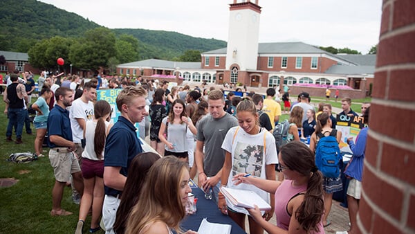 Students gather on the quad for involvement fair