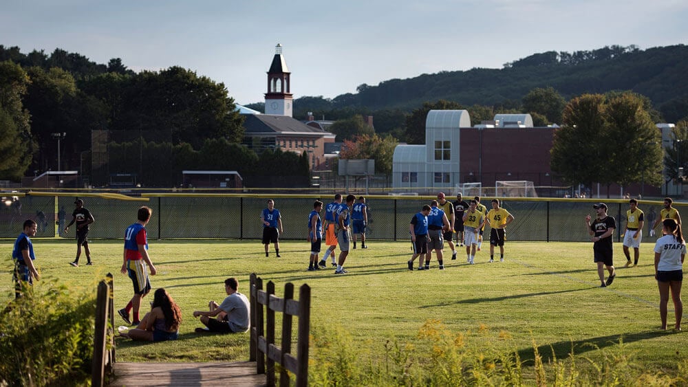 Students play intramural flag football Friday, September 9, 2016 on the Mount Carmel Campus.