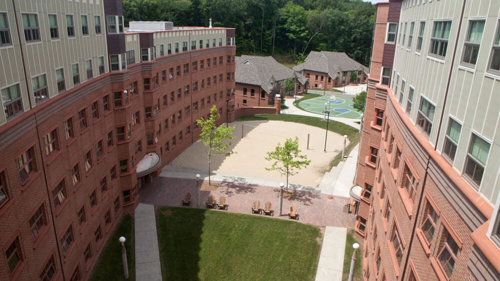 Cresent and Wetview residence hall on Quinnipiac's Rocky Top campus