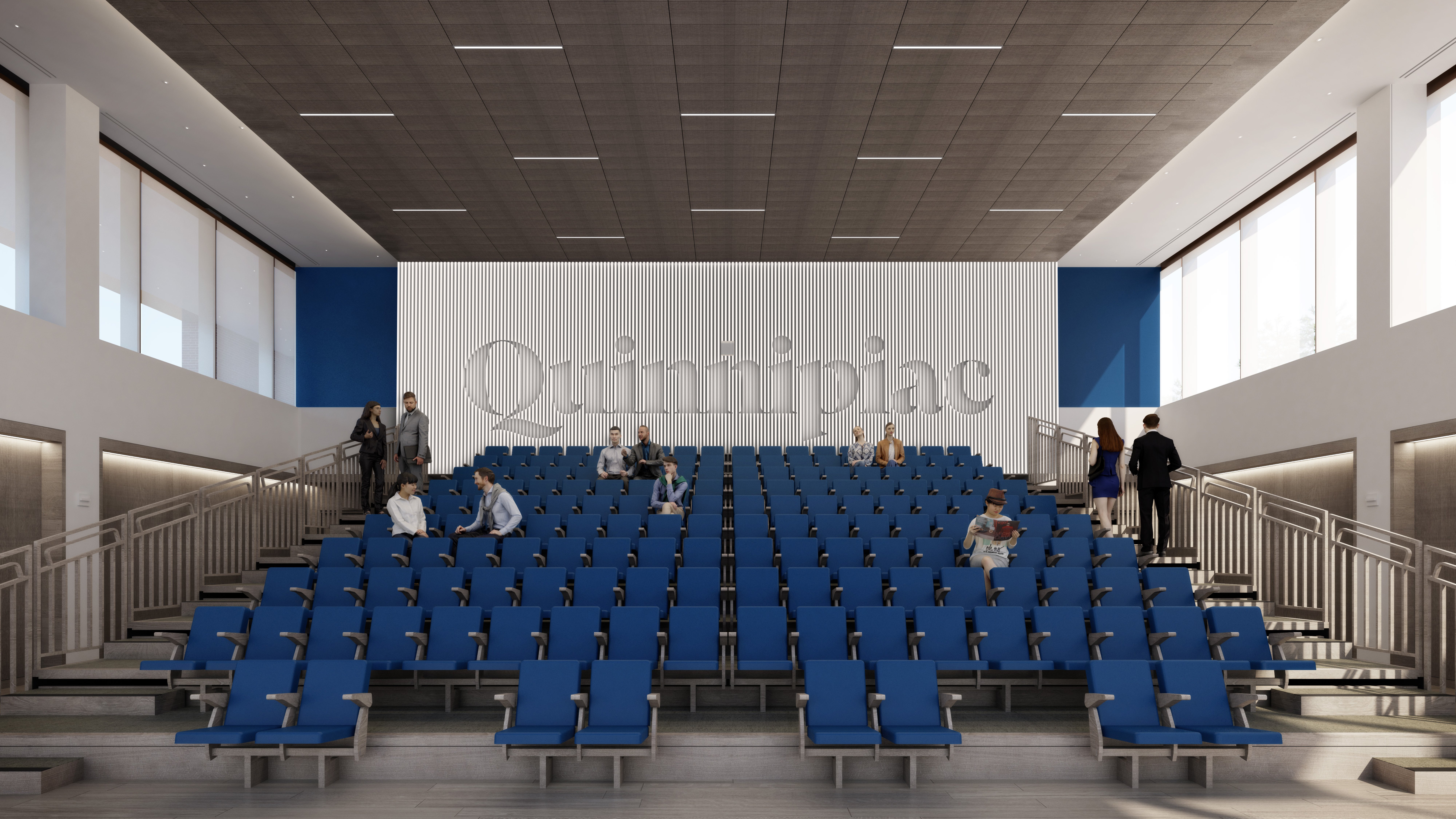 Rendering of modular auditorium and event space in the new School of Business on the South Quad